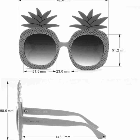 Women's Pineapple Frame Round Sunglasses UV400 Protection Lightweight Style - Picture 5 of 5